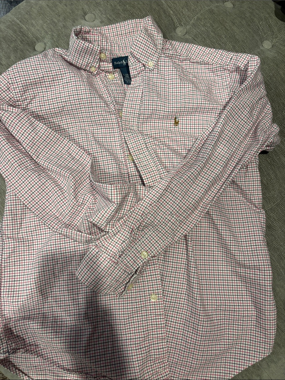 Ralph Lauren Kids Button-Down Plaid Shirt - White & Red
